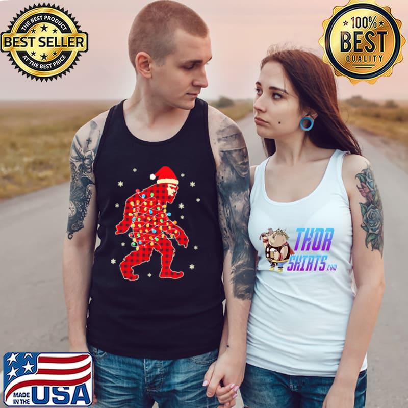 Red Plaid Bigfoot Christmas Lights s Tank Top