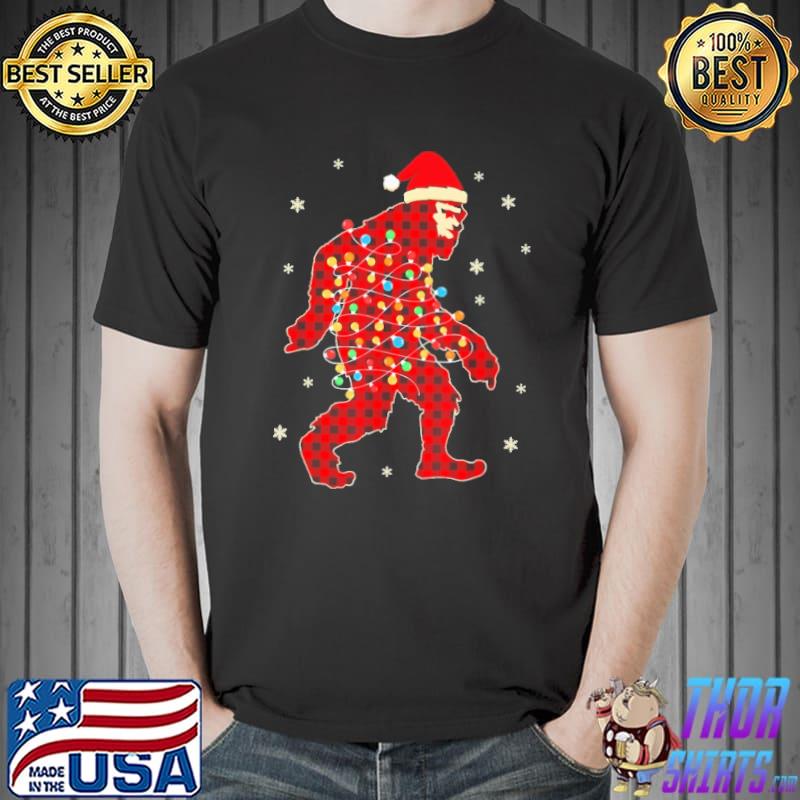 Red Plaid Bigfoot Christmas Lights shirt