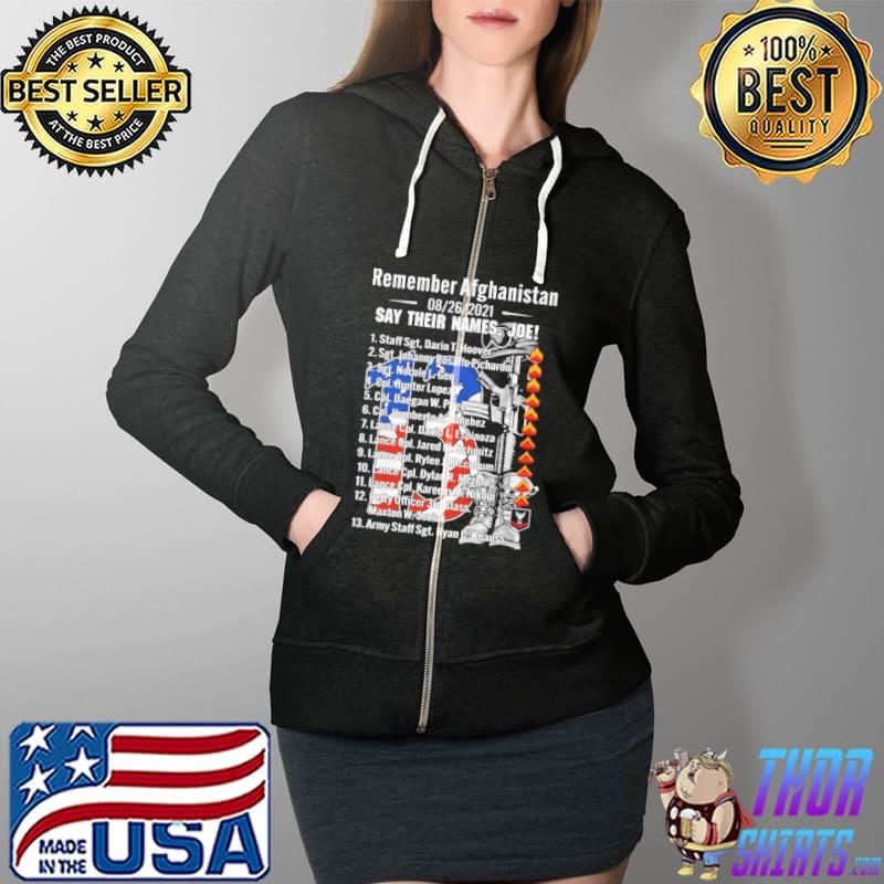 Remember afghanistan say their names joe 13 name of veterans s Full Zip Hooded