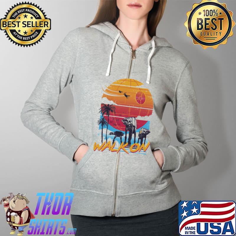Robot Walk On Beach Sunset Shirt Full Zip Hooded