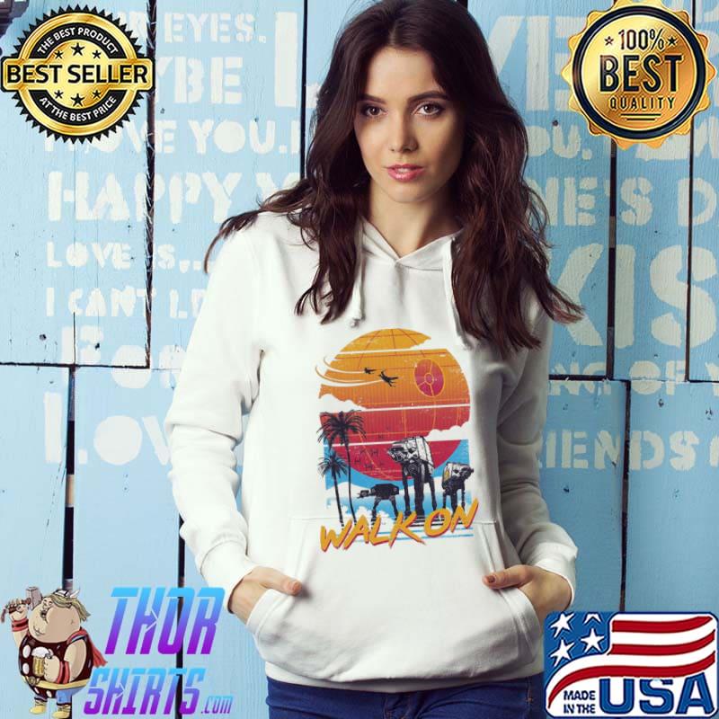 Robot Walk On Beach Sunset Shirt Hoodie