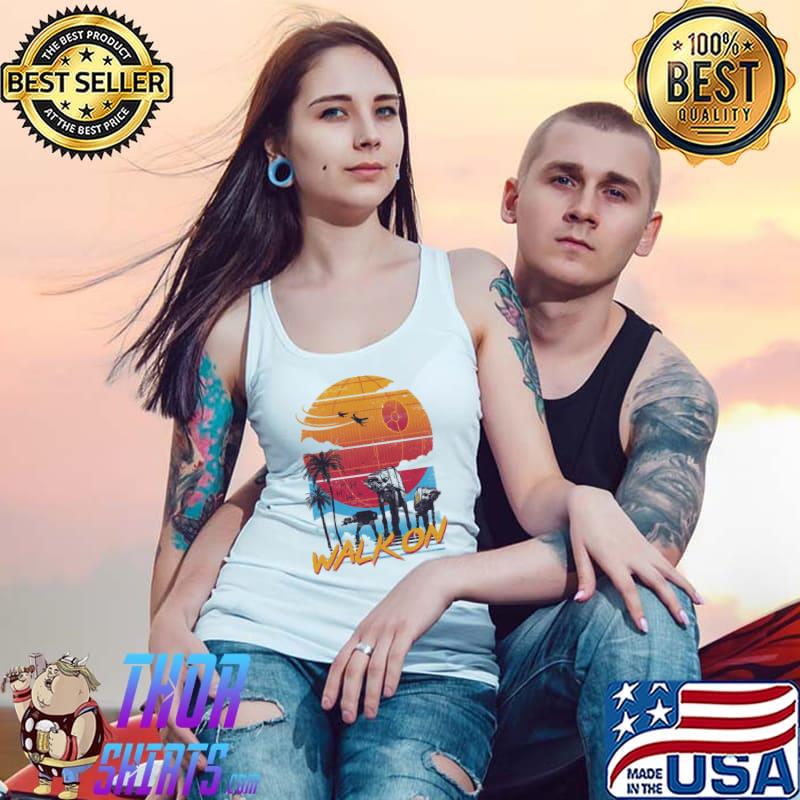 Robot Walk On Beach Sunset Shirt Tank Top