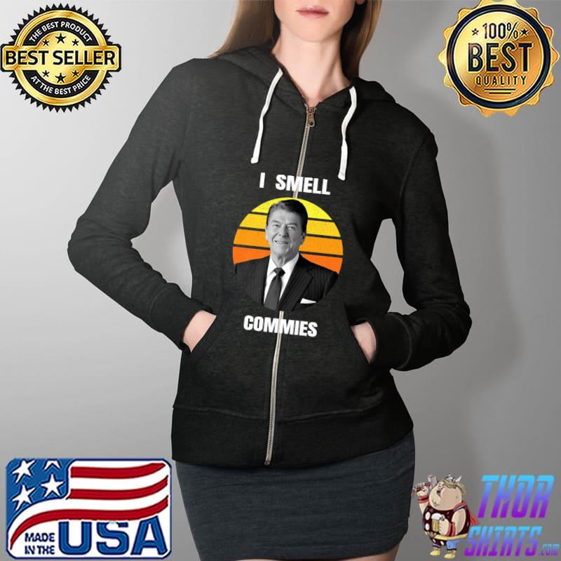 Ronald Reagan I Smell Commies Retro Vintage Funny Political Premium T-Shirt Full Zip Hooded