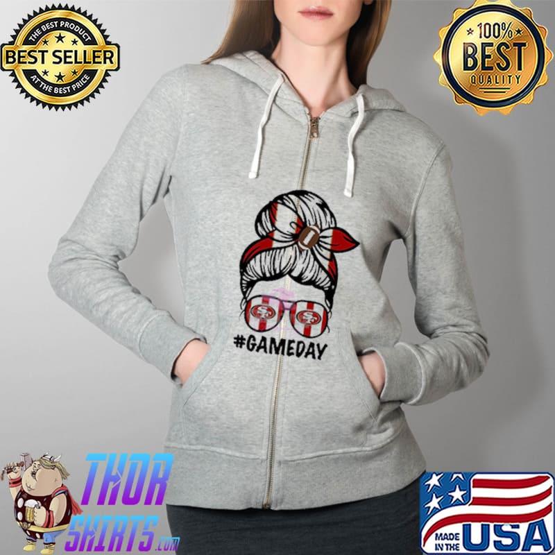 San Francisco 49ers Game Day Messy Bun s Full Zip Hooded