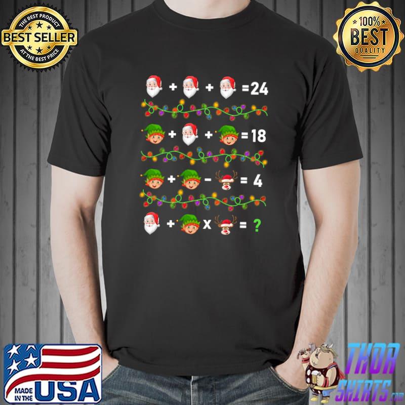 Santa Elf Operations Quiz Math Teacher Christmas T-Shirt