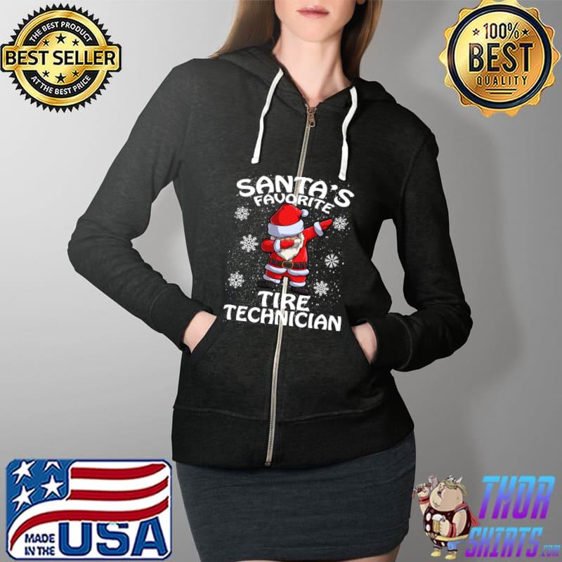 Santa's Favorite Tire Technician Christmas T-Shirt Full Zip Hooded