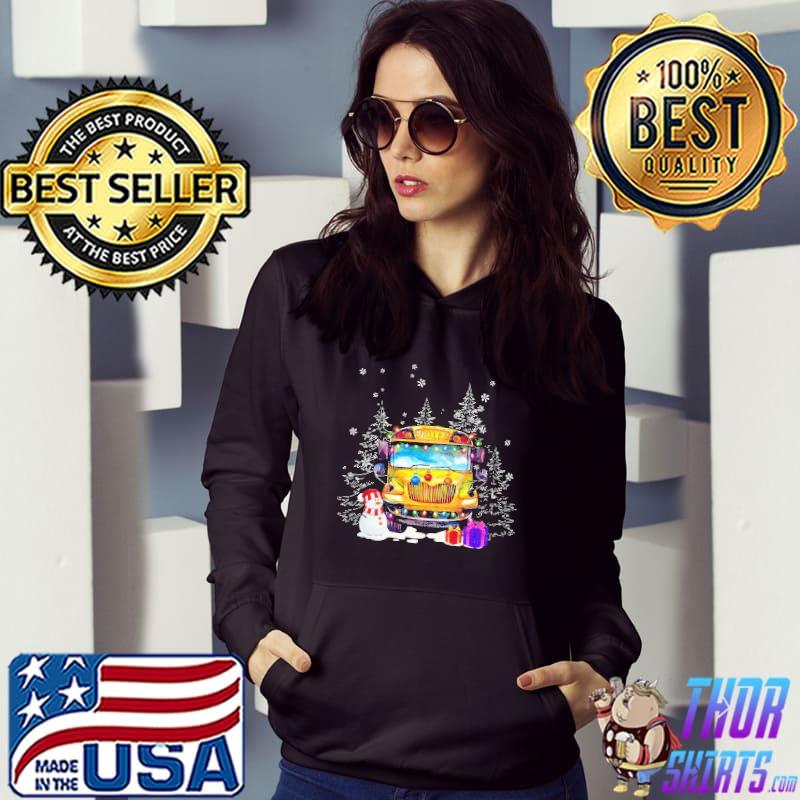 School Bus Snowman Gilf Christmas Shirt