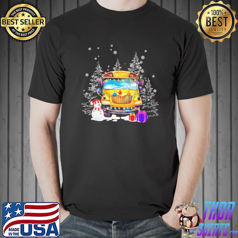 School Bus Snowman Gilf Christmas Shirt Unisex