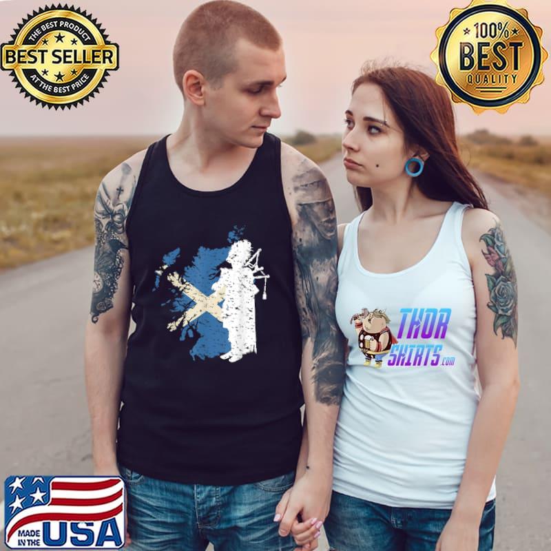 Scottish Flag I Scottish Bagpipe Sack Pipe T-Shirt Tank Top