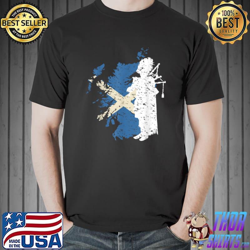 Scottish Flag I Scottish Bagpipe Sack Pipe T-Shirt