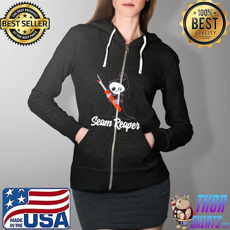 Seam Reaper Sewing Skull Shirt Full Zip Hooded