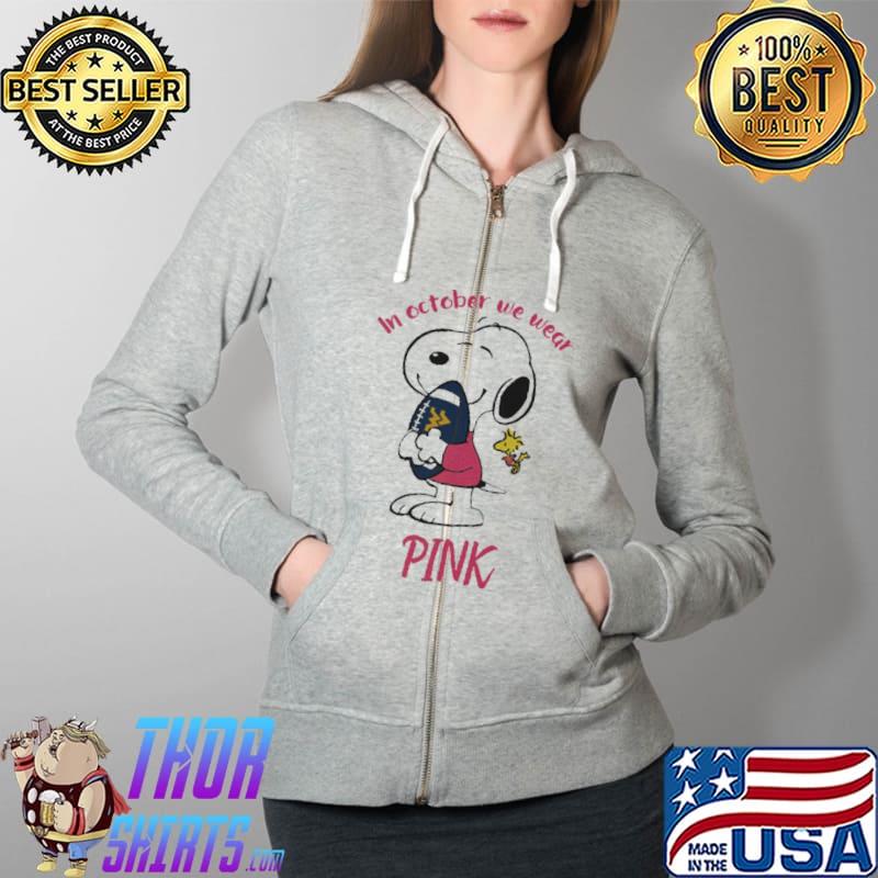 Snoopy Hug Rugby West Virginia University In October We Wear Pink Shirt Full Zip Hooded