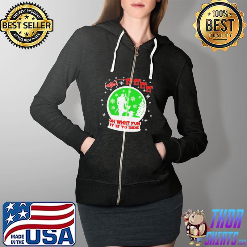 Star Wars The Mandalorian and Baby Yoda oh what fun it is to ride Christmas s Full Zip Hooded