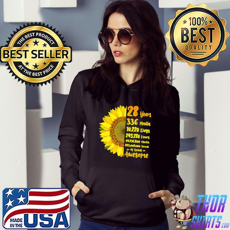 Sunflower 28th Birthday 28 Years 336 Months Of Being Awesome Premium T-Shirt