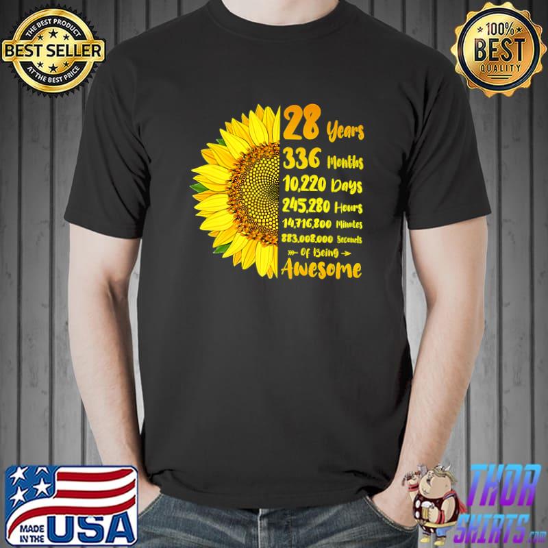 Sunflower 28th Birthday 28 Years 336 Months Of Being Awesome Premium T-Shirt Unisex
