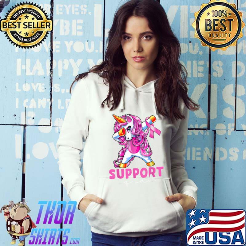Support Squad Breast Cancer Awareness Pink Unicorn Kids T-Shirt