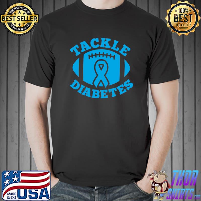 Tackle Diabetes Awareness Month Ribbon Football T-Shirt