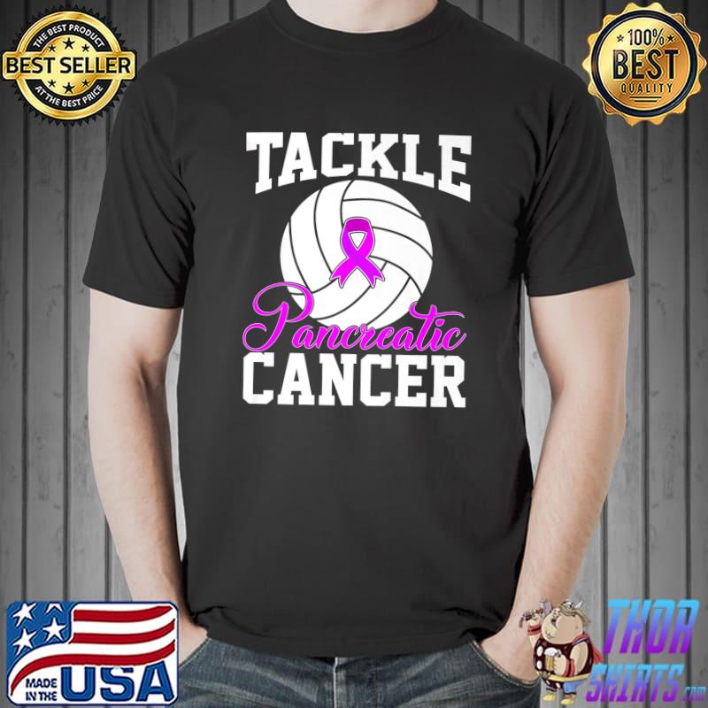 Tackle Pancreatic Cancer Awareness Volleyball Ribon Purple Premium T-Shirt