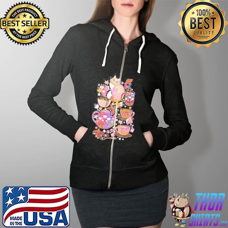 Tea with a coffee Cat s Full Zip Hooded