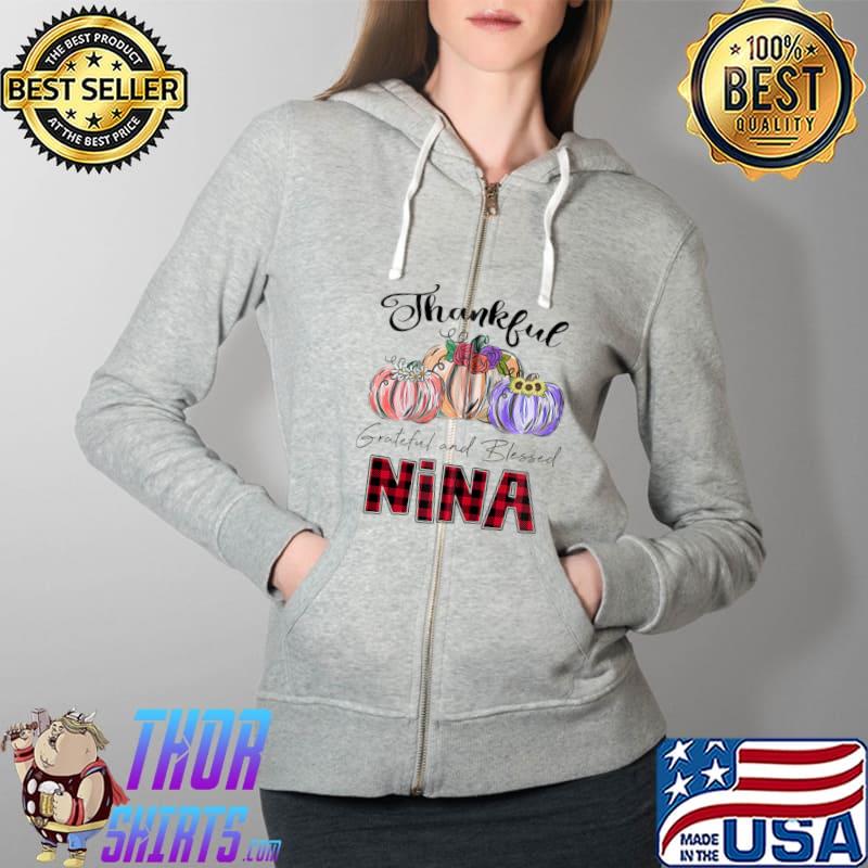 Thankful Greatful Blessed Nina Flowwer Pumpkin Art T-s Full Zip Hooded