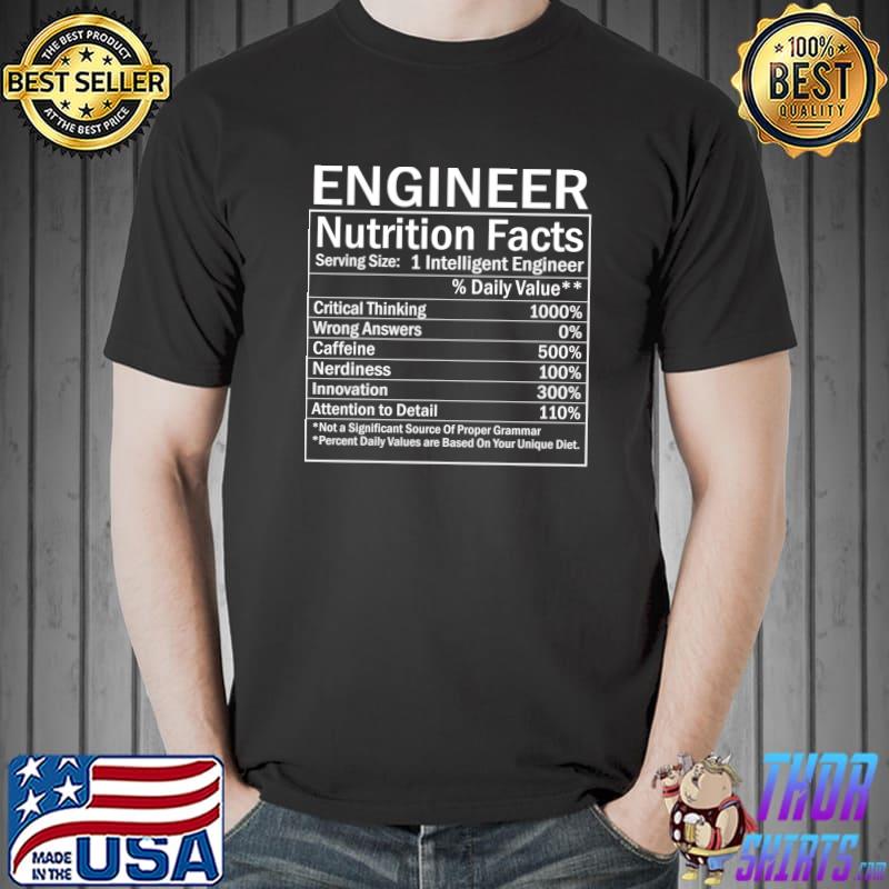 Thanksgiving Christmas Funny Engineer Nutrition Facts Labels T-Shirt