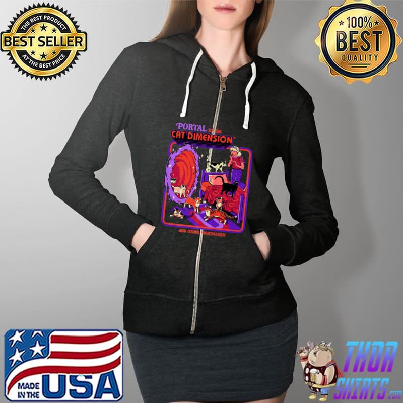 The Cat-Dimension-Portal-Nightmare for Cats Lover Premium T-Shirt Full Zip Hooded