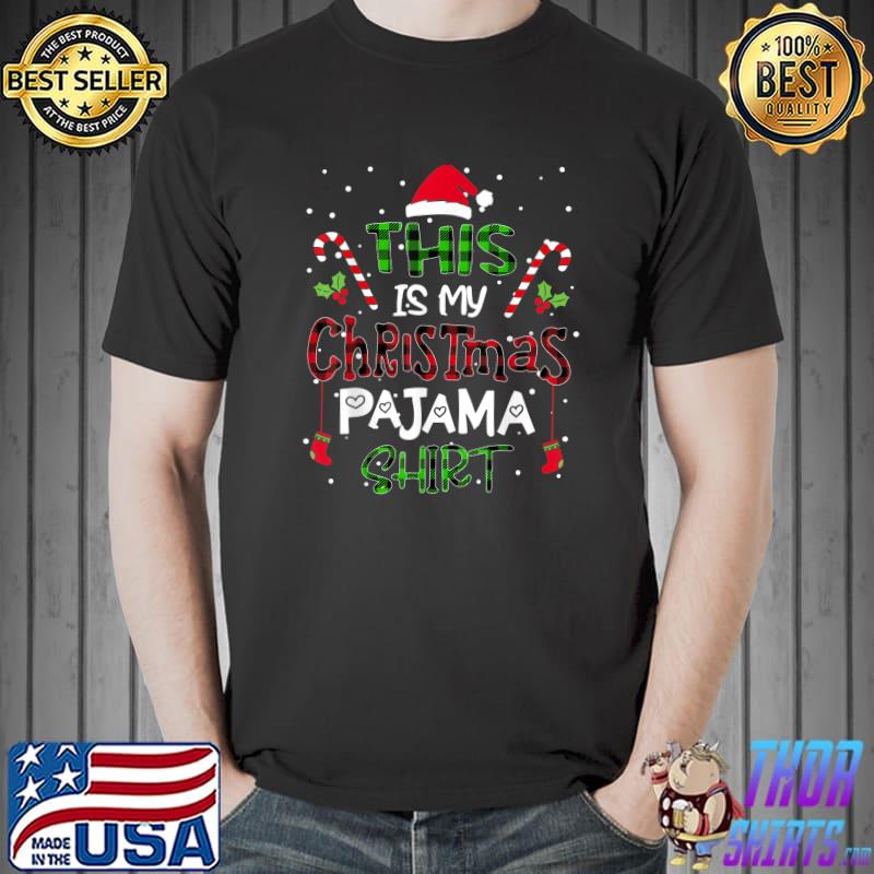 This Is My Christmas Pajama Shirt Xmas Lights Funny Holiday T-Shirt