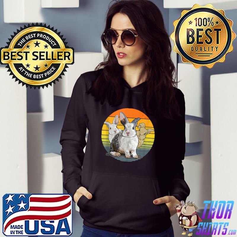 Three Cute Rabbit Chubby Face Animal Love Retro Vintage T-s Hoodie