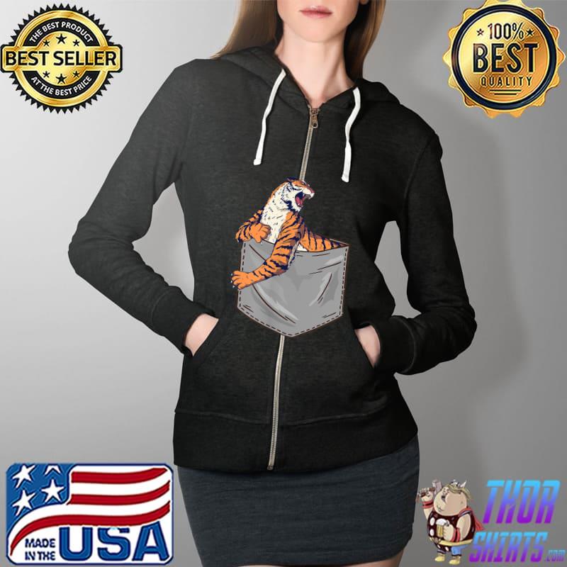 Tiger In A Pocket Predator Wildlife T-Shirt Full Zip Hooded