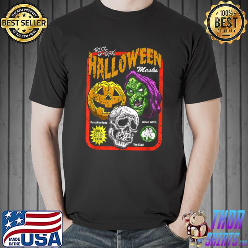 Trick or Treat Pumkin Masks skull Halloween Costume T-Shirt