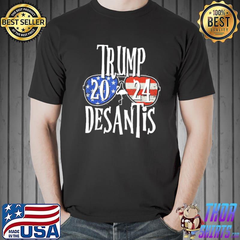 Trump Desantis 2024 Election American Flag Flamingo Stars Shirt