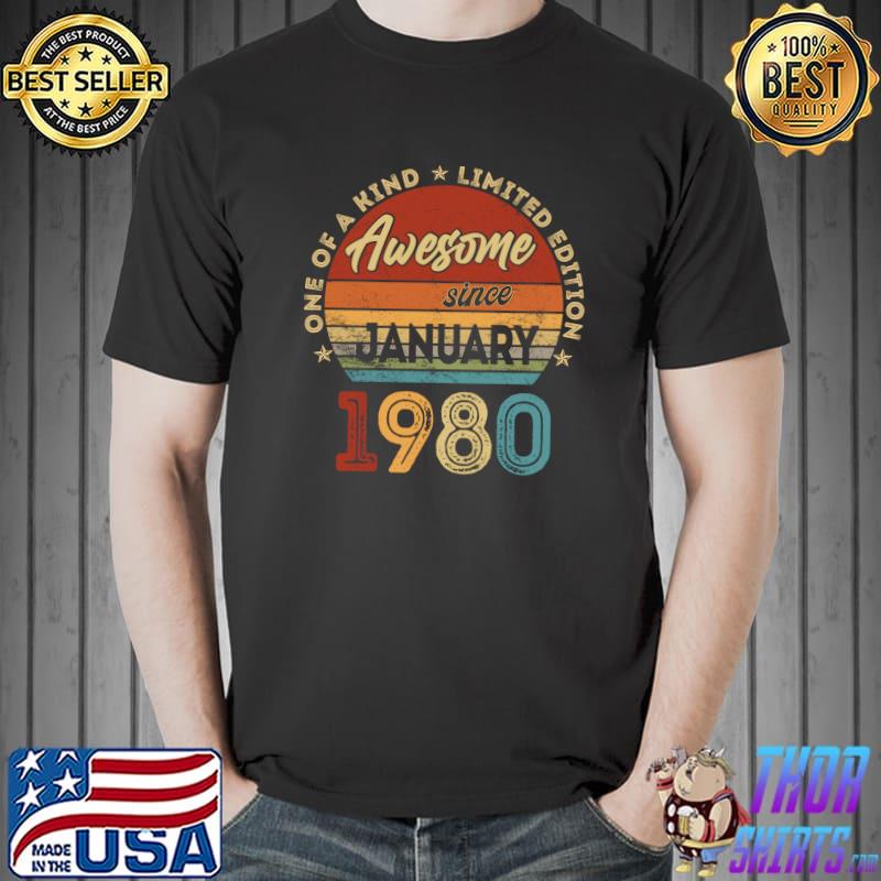 Vintage January 1980 Retro 42 Year Old 42nd Birthday T-Shirt