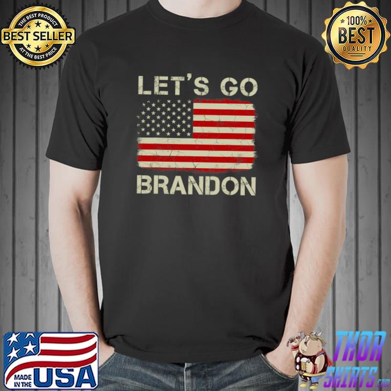 Vintage Old American Flag Let's Go Brandon Impeach Biden T-Shirt