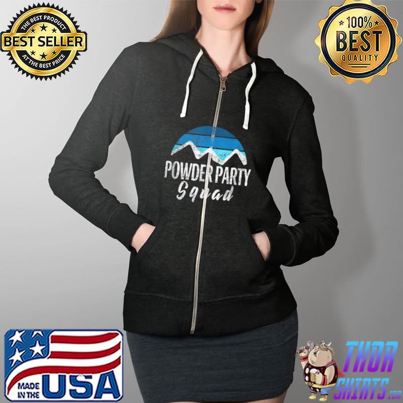 Vintage Powder Party Squad Snow Lover Snowmobile Ski Skiing T-s Full Zip Hooded