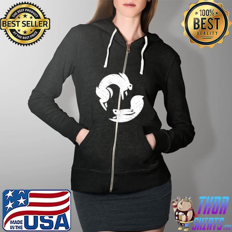 White silhouettes of dancing rabbits, for bunny lovers T-s Full Zip Hooded