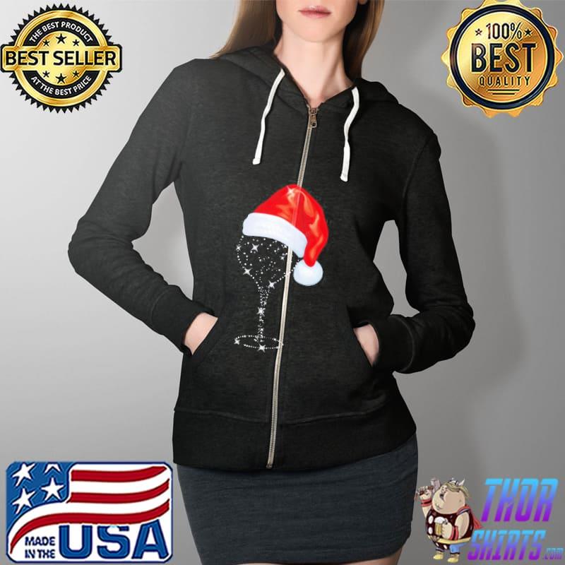 Wine Glitter Christmas Shirt Full Zip Hooded
