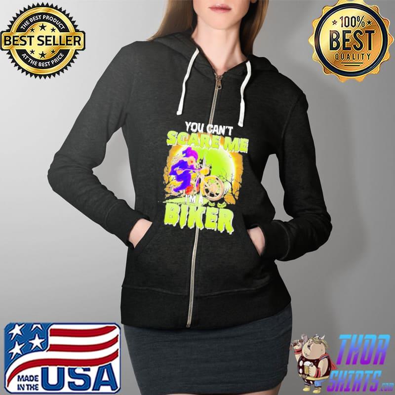 Witch You Can’t Scare Me I Am A Biker Halloween Shirt Full Zip Hooded