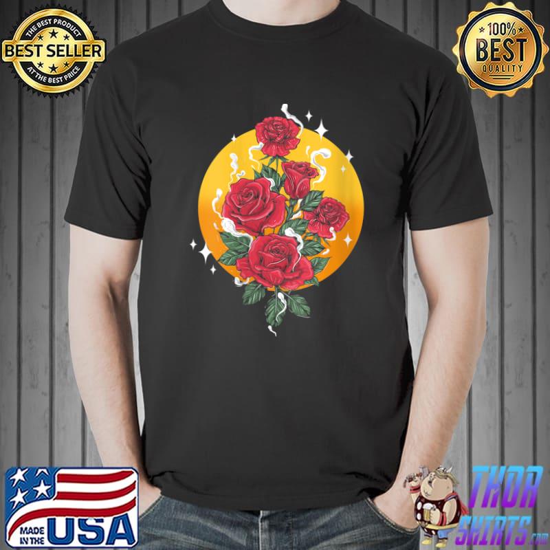 Womens Roses Sunset Flowers T-Shirt