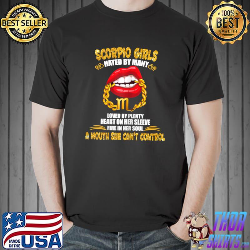 Womens Scorpio Girl Lip Gold Zodiac Sign A Mouth Cant Control Birth T-Shirt Unisex