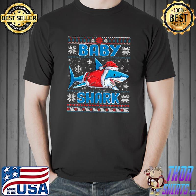 Xmas Baby Santa Shark Lover Christmas Family Ugly Sweater T-shirt