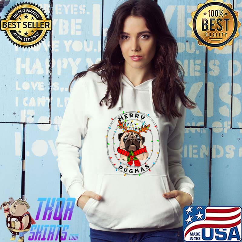 Xmas Funny Merry Pugmas Cute Pug Reindeer T-Shirt Hoodie