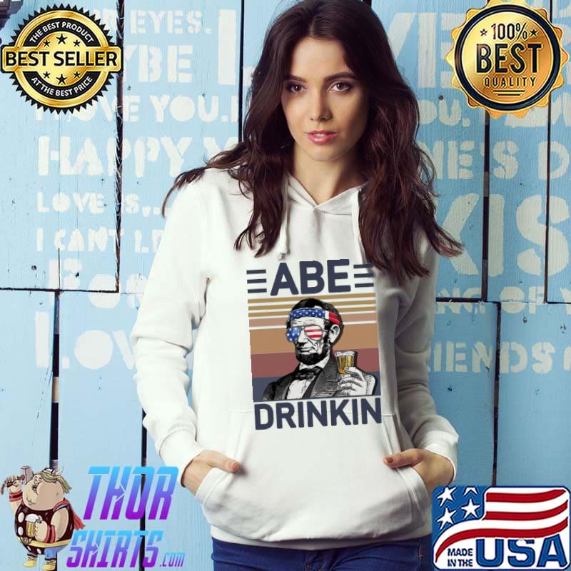 Abe Lincoln Drinkin Independence Day Happy 4th July America Flag Vintage Shirt