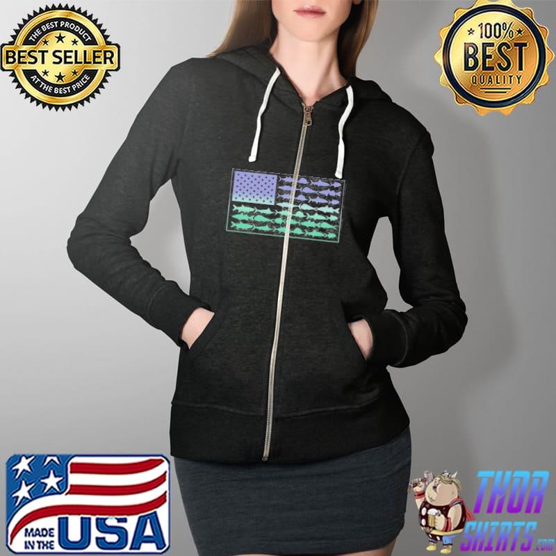 American Saltwater Fish Flag Shirt Full Zip Hooded
