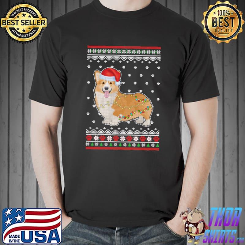 Awesome corgi Christmas Ugly Sweater Lights Dog Xmas T-s Unisex