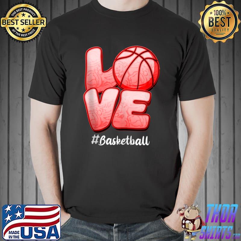 Awesome Cute Valentines Day Couple Hearts Basketball Sports Lover T- Unisex