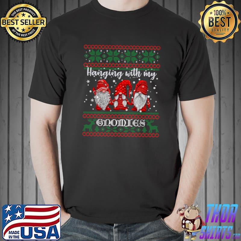 Awesome hanging With My Gnomies God Jul Gnome Xmas Santa Christmas T-Shirt Unisex
