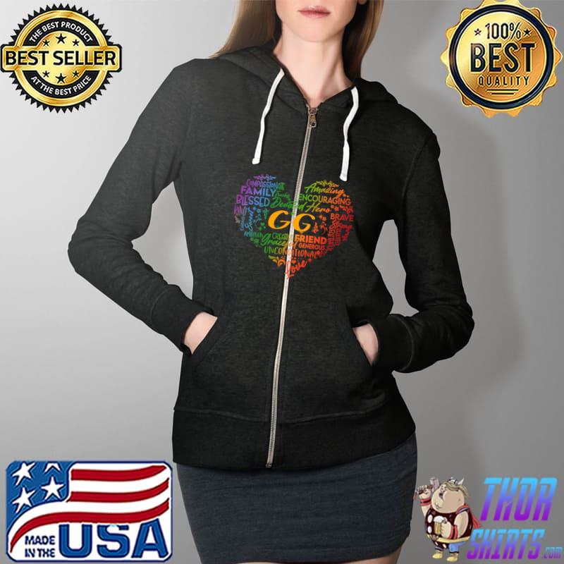 Awesome proud LGBT gg Rainbow Heart - Grandma gift T-s Full Zip Hooded