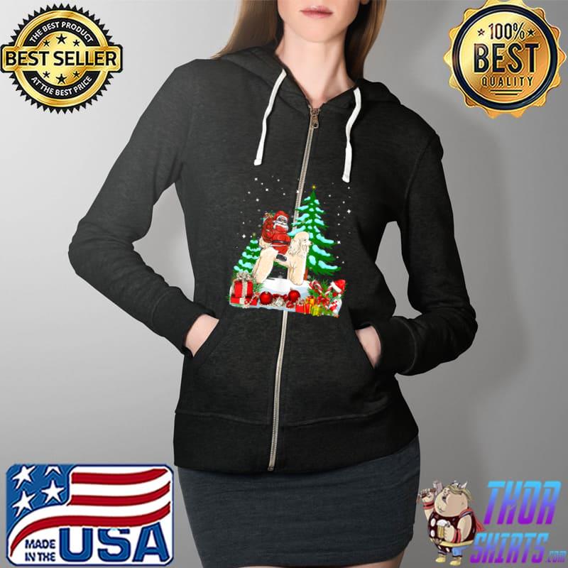 Awesome Santa Riding Poodle Dog Theme Christmas Poodle T Shirt Full Zip Hooded