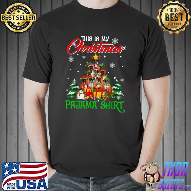 Awesome this Is My Christmas Pajama Tree Boxer Dog Lover T-Shirt Unisex