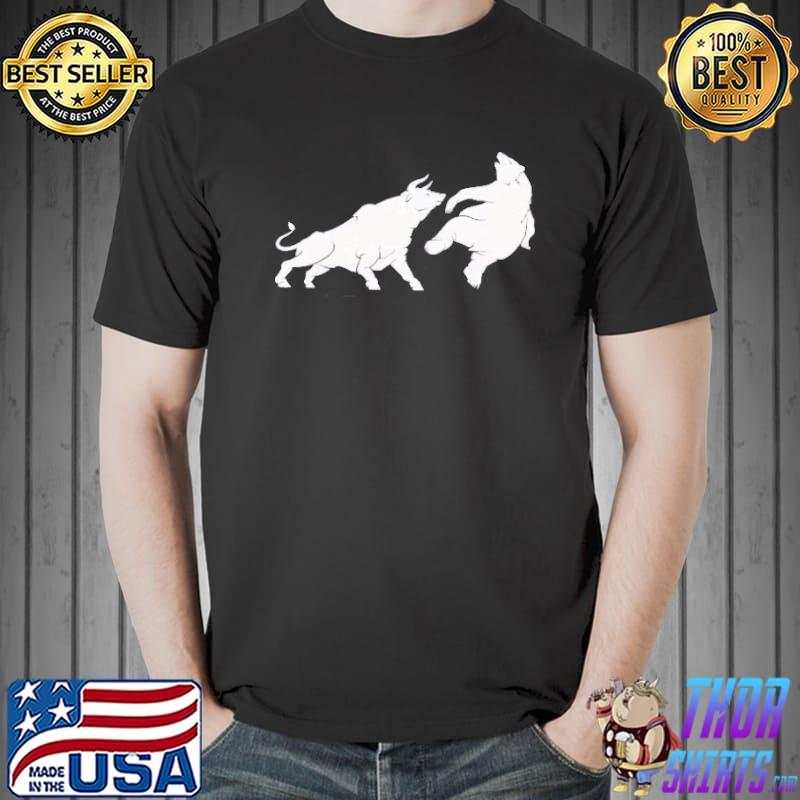Bear VS Bull solid color stock market pattern day swing trade invest shirt